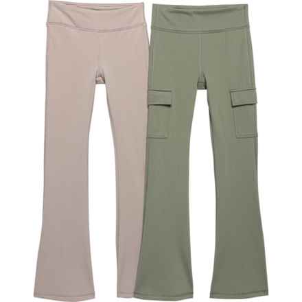 90 Degree by Reflex Big Girls Polarlux Flare Leg Pants - 2-Pack in Agave Green/Satellite