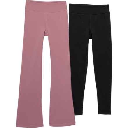 90 Degree by Reflex Big Girls Polarlux Leggings and Flare Leg Pants Set - 2-Pack in Black/Dusty Orchid