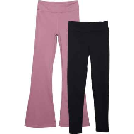90 Degree by Reflex Big Girls Polarlux Leggings and Flare Leg Pants Set in Black / Dusky Orchid