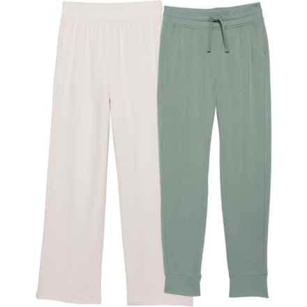 90 Degree by Reflex Big Girls Scuba Wide Leg Pants and Joggers Set in Crystal Gray/Chinois Green