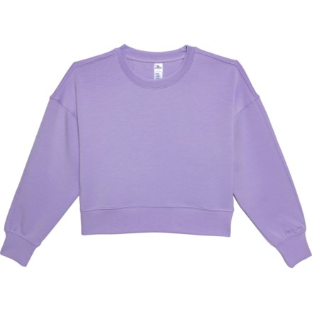 90 Degree by Reflex Big Girls Softlite Scuba Zuri Crop Sweatshirt Lavender Size Small Stretchy Fabric