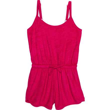 90 Degree by Reflex Big Girls Tie Waist Terry Romper - Sleeveless in Bright Rose