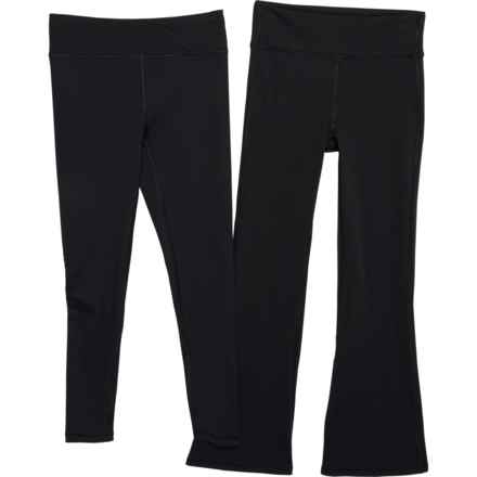 90 Degree by Reflex Girls Lux Lana Interlock Crossover Tights and Interlock Flared Leg Pants Set - 2-Pack in Black/Black