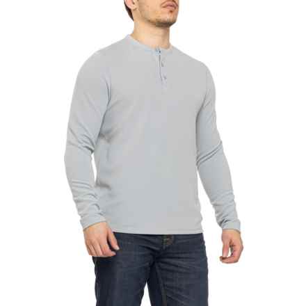 90 Degree by Reflex Supreme Waffle-Knit Airtech Henley Shirt - Long Sleeve in Quarry