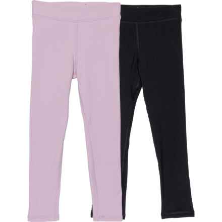 90 Degree by Reflex Toddler Girls Fleece Lined Tights - 2-Pack in Fair Orchid/Black