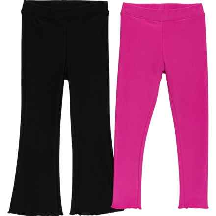 90 Degree by Reflex Toddler Girls Playtime Ribbed Tights and Playtime Ribbed Flare Pants - 2-Pack in Rose Violet/Black