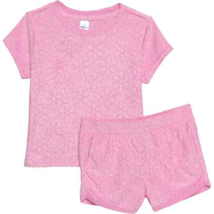 90 Degree by Reflex Toddler Girls Towel Terry Lounge Set - Short Sleeve in Bon Bon