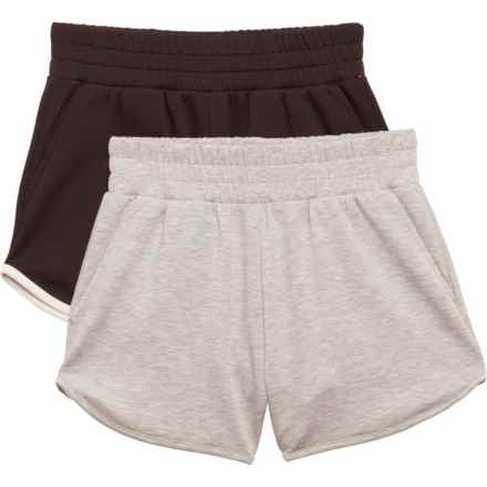 90 Degree by Reflex Tulip Hem Shorts - 2-Pack in Chocolate Torte/Htr.Grey