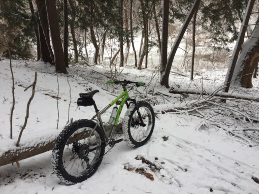 Biking snowy trails