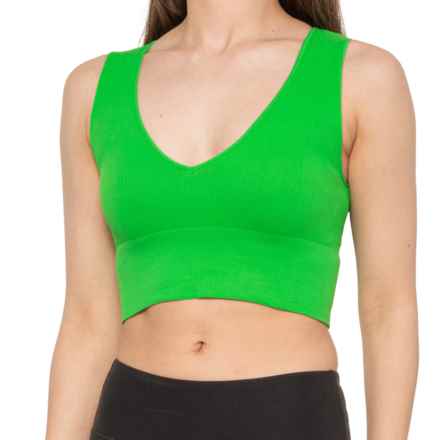 A by Avocado Plunge V-Neck Crop Top - Sleeveless in Classic Green