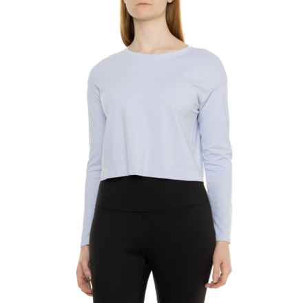 A by Avocado Seamless Crop Shirt - Long Sleeve in Ice Blue