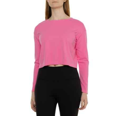 A by Avocado Seamless Crop Shirt - Long Sleeve in Pink Cosmos