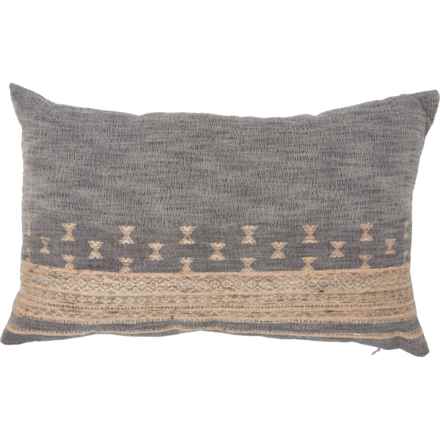 Aan Clothing Handmade Woven Striped Throw Pillow - 13x21”, Wool in Charcoal