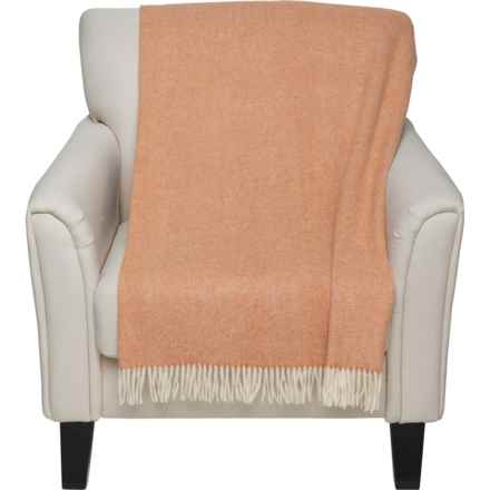 Abraham Moon & Sons 100% Merino Wool Herringbone Throw Blanket - 1400 gsm, 56x72” in White/Orange - Closeouts