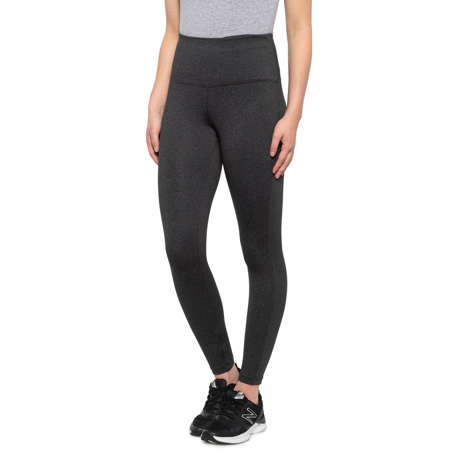 Absolutely Fit Black Heather Tummy Control Leggings (For Women) - Save 39%