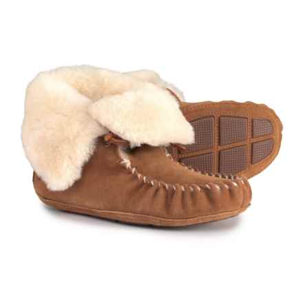 Acorn Slippers Average Savings Of 65 At Sierra Trading Post Acorn Sheepskin Moxie Bootie Slippers Suede For Women In Chestnut Closeouts