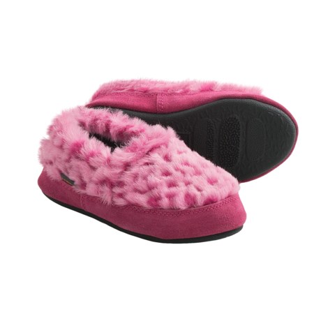 Acorn Tex Moc Slippers (For Girls) in Pink Ocelot