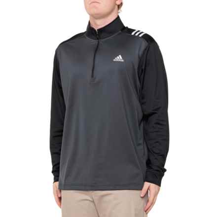 adidas 3-Stripe Zip Neck Golf Shirt - Long Sleeve in Black