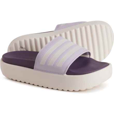 adidas Adilette Platform Slide Sandals (For Women) in Silver Dawn