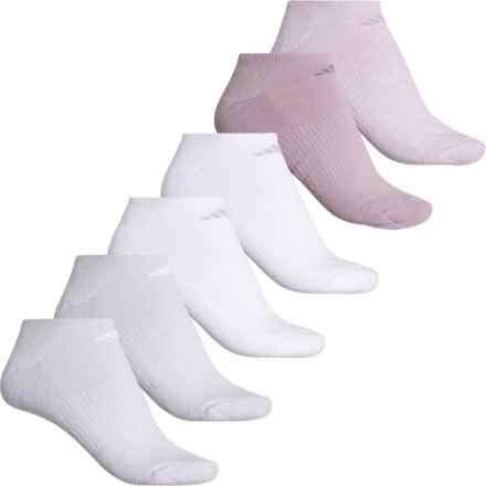 adidas Athletic Cushioned No-Show Socks - 6-Pack, Below the Ankle (For Women) in Preloved Fig Purple/Clear Onix Grey/White