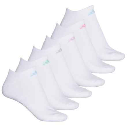 adidas Athletic Cushioned No-Show Socks - 6-Pack, Below the Ankle (For Women) in White/Clear Sky Blue/Bliss Lilac Purple