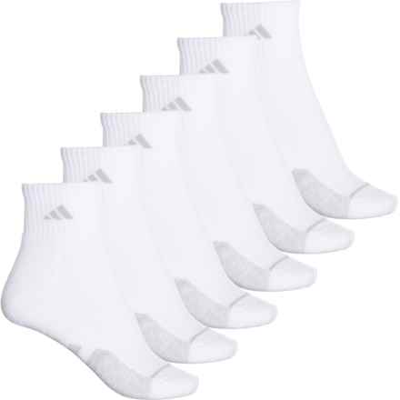 adidas Athletic Cushioned Socks - 6-Pack, Quarter Crew (For Women) in White/Clear Onix Grey