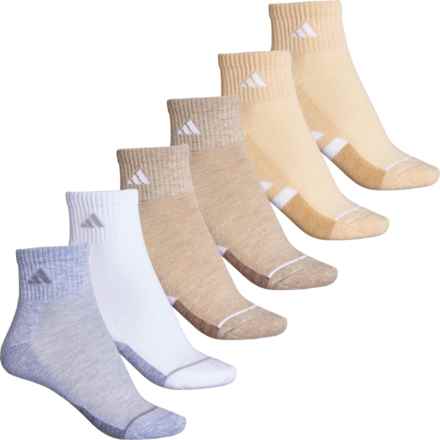 adidas Athletic Cushioned Socks - 6-Pack, Quarter Crew (For Women) in Wonder White/Cool Light Heather/Wonder Beige