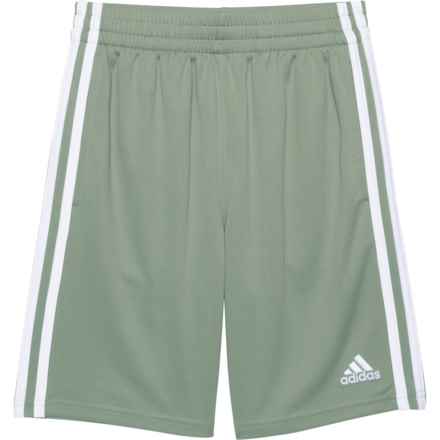 adidas Big Boys 3-Stripe Mesh Shorts in Silver Green