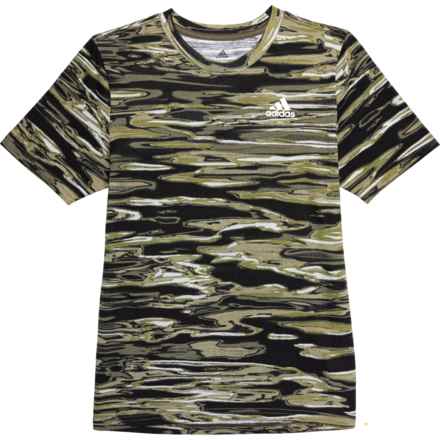 adidas Big Boys AOP Liquid Camo T-Shirt - Short Sleeve in Olive
