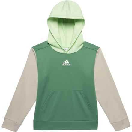 adidas Big Boys Color-Block Fleece Hoodie in Preloved Green
