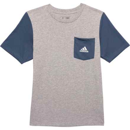 adidas Big Boys Color-Block Pocket T-Shirt - Short Sleeve in Grey Heather