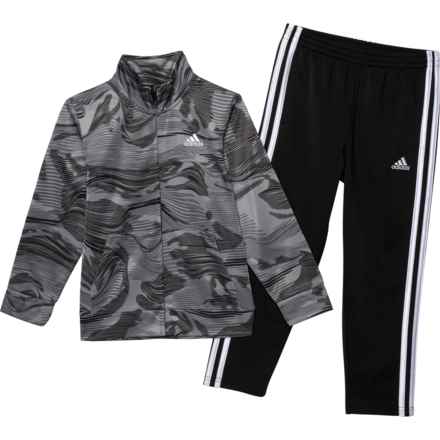 adidas Big Boys Core Printed Tricot Jacket and Pants Track Set in Black