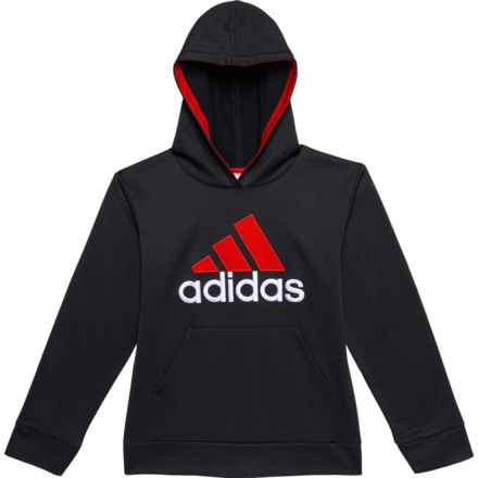 adidas Big Boys Fleece Hoodie in Black W Red