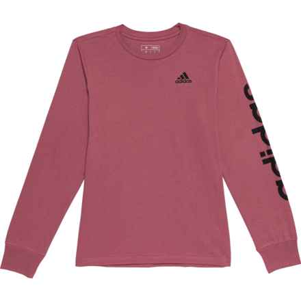 adidas Big Boys Linear T-Shirt - Long Sleeve in Preloved Crimson