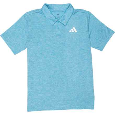 adidas Big Boys Melange Polo Golf Shirt - Short Sleeve in Bright Cyan Htr