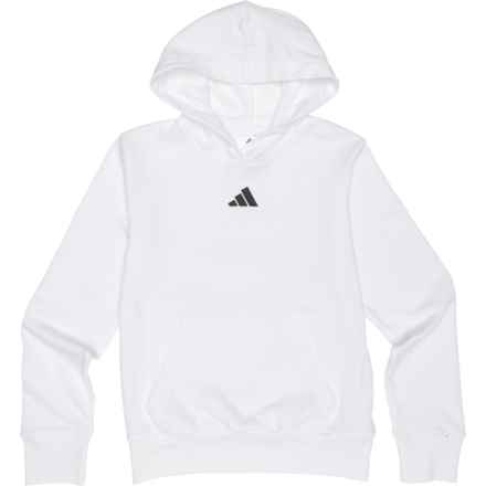 adidas Big Boys Small Logo French Terry Hoodie in White