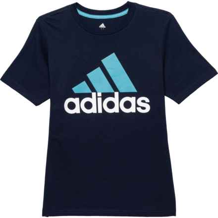 adidas Big Boys Two-Tone Logo T-Shirt - Short Sleeve in Navy