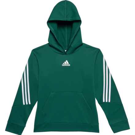 adidas Big Boys Wrapped Stripe Fleece Hoodie in Collegiate Green