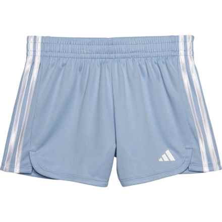 adidas Big Girls 3-Stripe Mesh Shorts in Light Blue