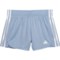 adidas Big Girls 3-Stripe Mesh Shorts in Light Blue