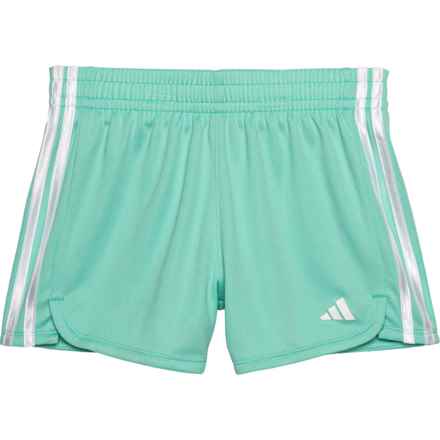 adidas Big Girls 3-Stripe Mesh Shorts in Light Green