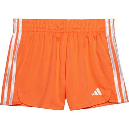 adidas Big Girls 3-Stripe Mesh Shorts in Light Orange