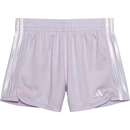 adidas Big Girls 3-Stripe Mesh Shorts in Light Purple