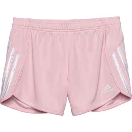adidas Big Girls 3-Stripe Mesh Shorts in Medium Pink