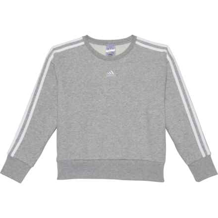adidas Big Girls Embroidered 3S Fleece Sweatshirt in Gray Heather