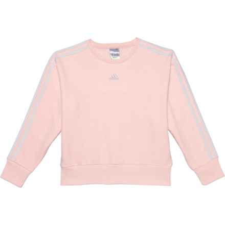 adidas Big Girls Embroidered 3S Fleece Sweatshirt in Light Pink