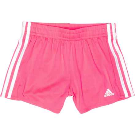adidas Big Girls Essential 3-Stripe Mesh Shorts in Bright Pink
