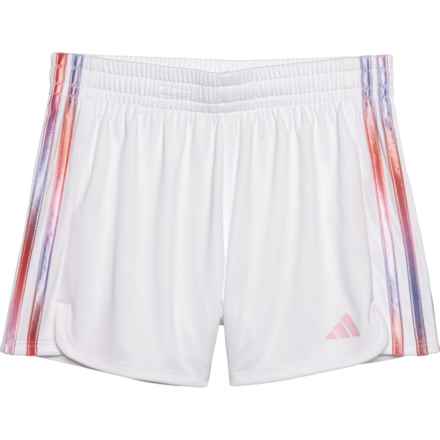 adidas Big Girls Gradient 3-Stripe Mesh Shorts in White