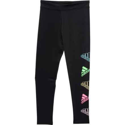 adidas Big Girls Graphic Play Tights in Black With Multi