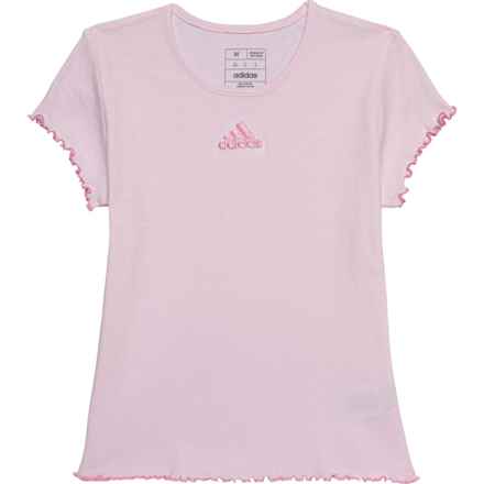 adidas Big Girls Lettuce Edge Logo T-Shirt - Short Sleeve in Med Pink